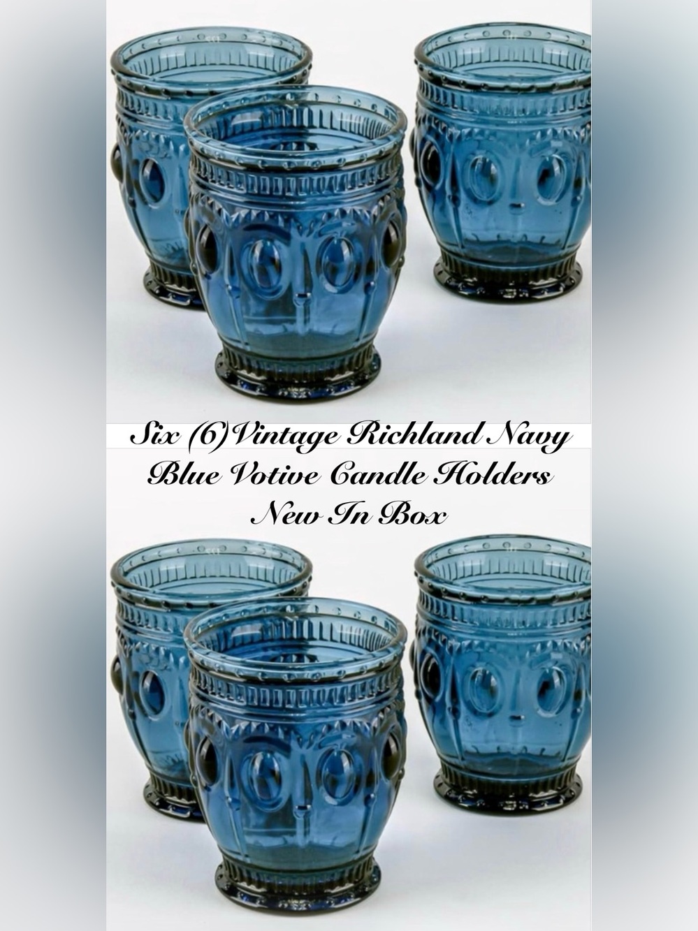 SALE!!! 🇺🇸 SALE!!! 🇺🇸 SALE!!! 🇺🇸 
6 New Vintage Navy Blue Candle Holders